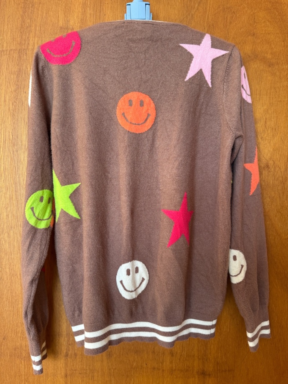 THML from Anthropologie Brown Crewneck Sweater with Smiley Faces & Stars - Picture 6 of 8